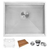 23" Workstation Ledge Bar Prep Kitchen Sink Undermount 16 Gauge Stainless Steel Single Bowl - BUILDMYPLACE