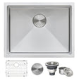 23" x 18" x 12" Deep Laundry Utility Sink Tight Radius Undermount 16 Gauge Stainless Steel - BUILDMYPLACE