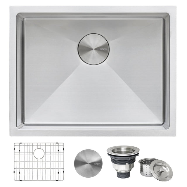 23" x 18" x 12" Deep Laundry Utility Sink Tight Radius Undermount 16 Gauge Stainless Steel - BUILDMYPLACE