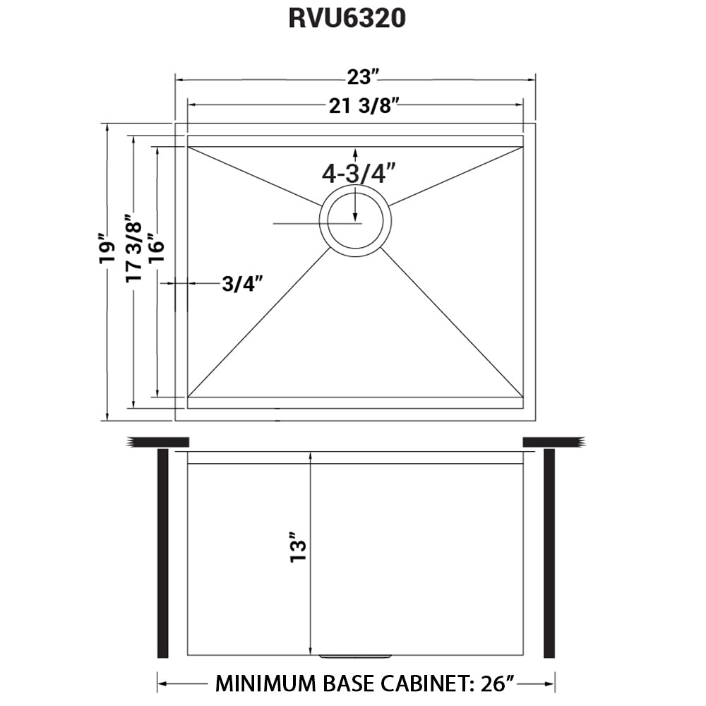 23" x 19" x 13" Deep Laundry Utility Workstation Sink Undermount 16 Gauge - BUILDMYPLACE