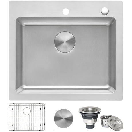 23 x 20 inch Drop - in Topmount Kitchen Sink 16 Gauge Stainless Steel Single Bowl - BUILDMYPLACE