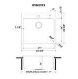 23 x 20 inch Drop - in Topmount Kitchen Sink 16 Gauge Stainless Steel Single Bowl - BUILDMYPLACE