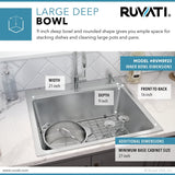 23 x 20 inch Drop - in Topmount Kitchen Sink 16 Gauge Stainless Steel Single Bowl - BUILDMYPLACE