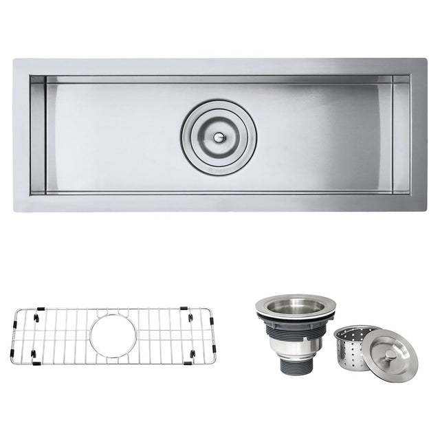 23" x 8" Bar Prep Sink Narrow Trough Undermount 16 Gauge Stainless Steel Single Bowl - BUILDMYPLACE