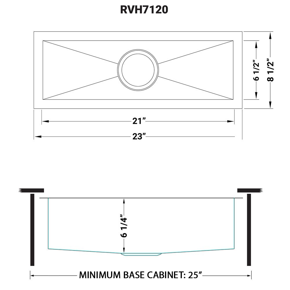 23" x 8" Bar Prep Sink Narrow Trough Undermount 16 Gauge Stainless Steel Single Bowl - BUILDMYPLACE