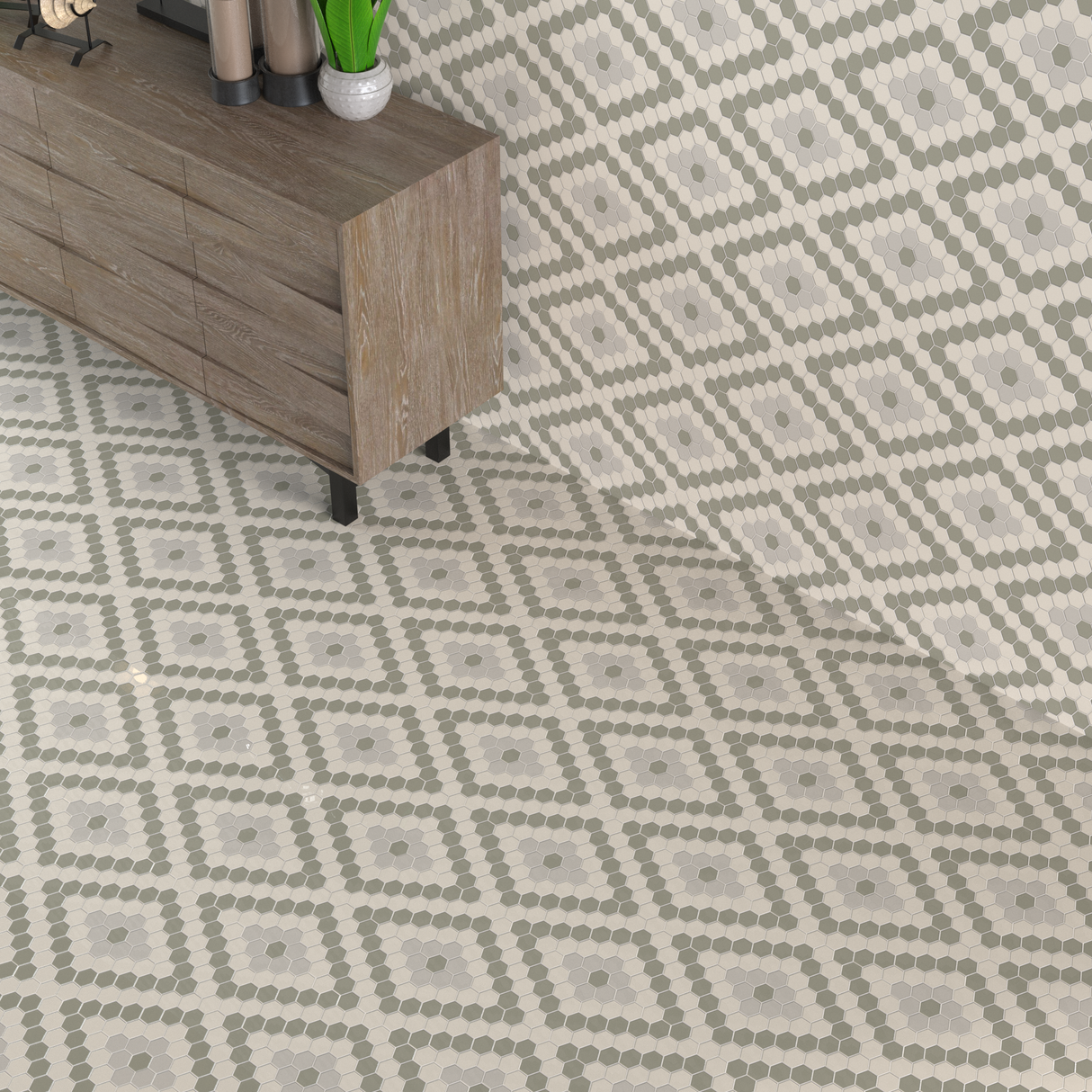 Soho Morning Blend Diamond Pattern Matte Glazed Porcelain Mosaic