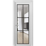 Solid French Door | Lucia 2366 White Silk Clear Glass | Single Regular Panel Frame Trims Handle | Bathroom Bedroom Sturdy Doors