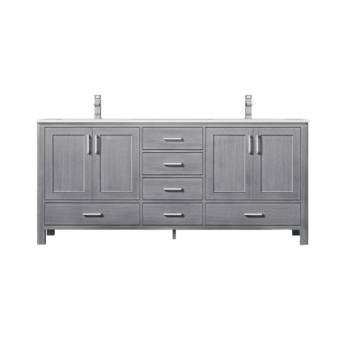 Jacques Distressed Grey Freestanding Bathroom Vanity with White Carrara Marble Top, White Square Sink