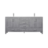 Jacques Distressed Grey Freestanding Bathroom Vanity with White Carrara Marble Top, White Square Sink