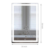 24 in. X 36 in. LED Lighted Bathroom Vanity Mirror, Adjustable Color Temperature & Remembrance, Touch Button, CRI 90+, Anti - Fog, Inner Window Style - LEDMyPlace