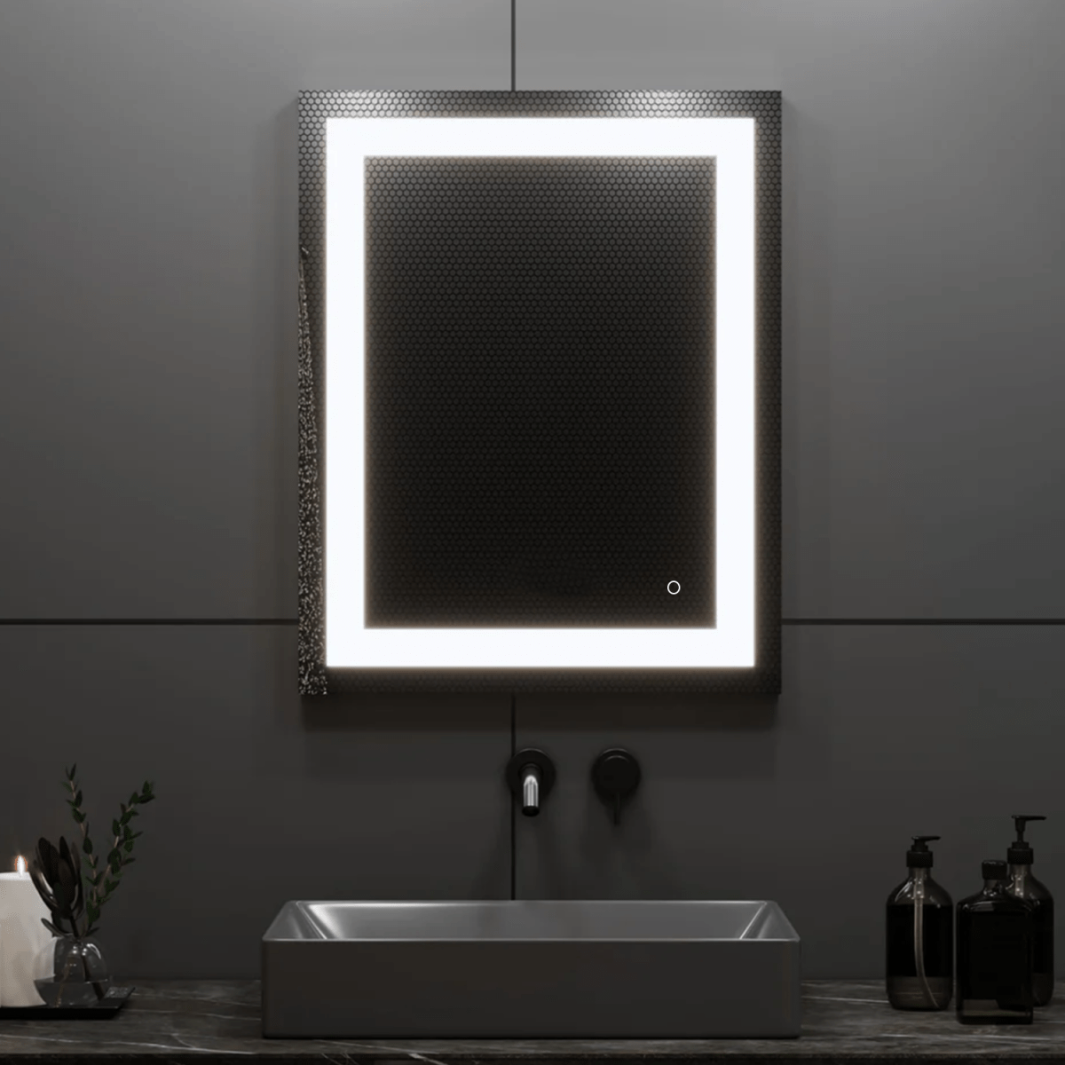 24 in. X 36 in. LED Lighted Bathroom Vanity Mirror, Adjustable Color Temperature & Remembrance, Touch Button, CRI 90+, Anti - Fog, Inner Window Style - LEDMyPlace