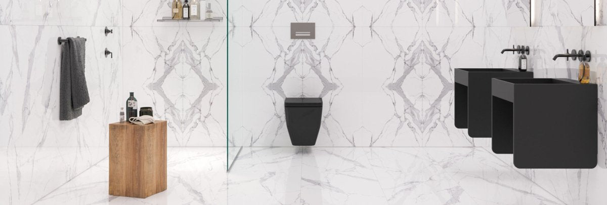 24 In. X 48 In. New Calacatta Bookmatch White Polished - Porcelain - Wall & Floor Tile (15.50 Sqft/Case) - BUILDMYPLACE