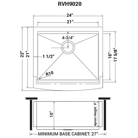 24 - inch Apron - front Workstation Farmhouse Kitchen Sink 16 Gauge Stainless Steel Single Bowl - BUILDMYPLACE