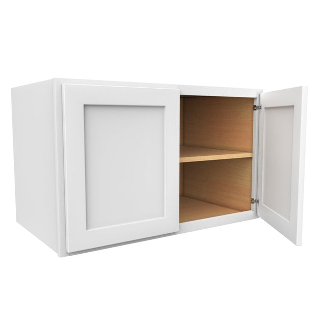 24 Inch High Above Refrigerator Deep Wall Bridge Cabinet - Luxor White Shaker - Ready To Assemble, 39"W x 24"H x 24"D - BUILDMYPLACE