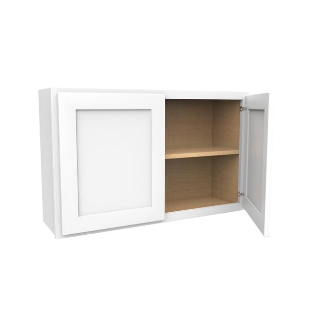 24 Inch High Double Door Wall Cabinet - Luxor White Shaker - Ready To Assemble, 39"W x 24"H x 12"D - BUILDMYPLACE