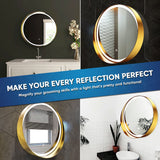 24 Inch Round LED Lighted Bathroom Vanity Mirror with Shelf, Touch Switch, Defogger and CCT Remembrance, CRI 90+, Raven Round Style - BUILDMYPLACE