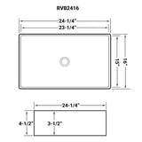 24 x 16 inch Bathroom Vessel Sink White Rectangular Above Counter Porcelain Ceramic - BUILDMYPLACE