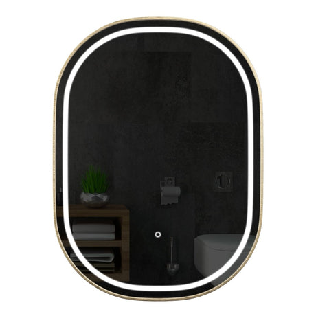 24 x 36 Inch LED Lighted Bathroom Mirror with Gold Frame - Evo Style Led Lighted Mirror - BUILDMYPLACE