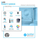 24 x 36 Inch LED Lighted Bathroom Mirror with Gold Frame - Evo Style Led Lighted Mirror - BUILDMYPLACE