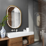 24 x 36 Inch LED Lighted Bathroom Mirror with Gold Frame - Evo Style Led Lighted Mirror - BUILDMYPLACE