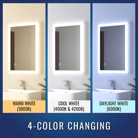 24" x 36" LED Bathroom Lighted Mirror & Defogger On/Off Touch Switch and CCT Changeable with Remembrance, Window Style - BUILDMYPLACE