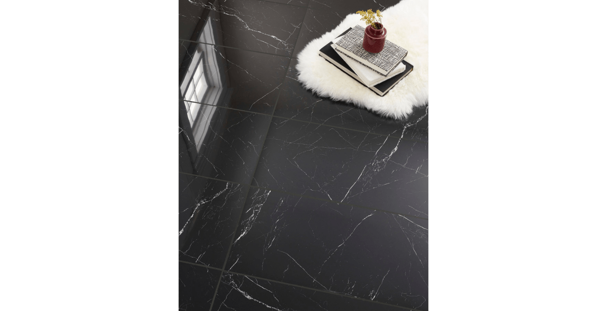 24" x 48" Pietra Black Polished Porcelain Wall & Floor Tile - BUILDMYPLACE