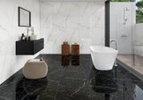 24" x 48" Pietra Black Polished Porcelain Wall & Floor Tile - BUILDMYPLACE