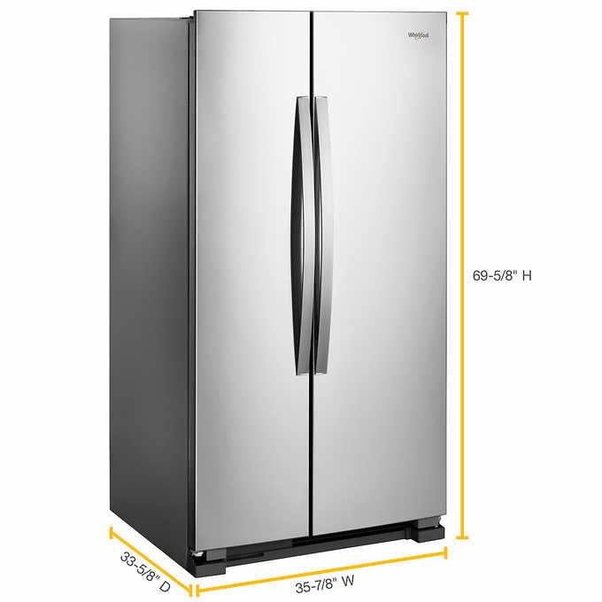 25 cu. ft. Large Side by Side Refrigerator With Adaptive Defrost & Monochromatic Stainless Steel - BUILDMYPLACE