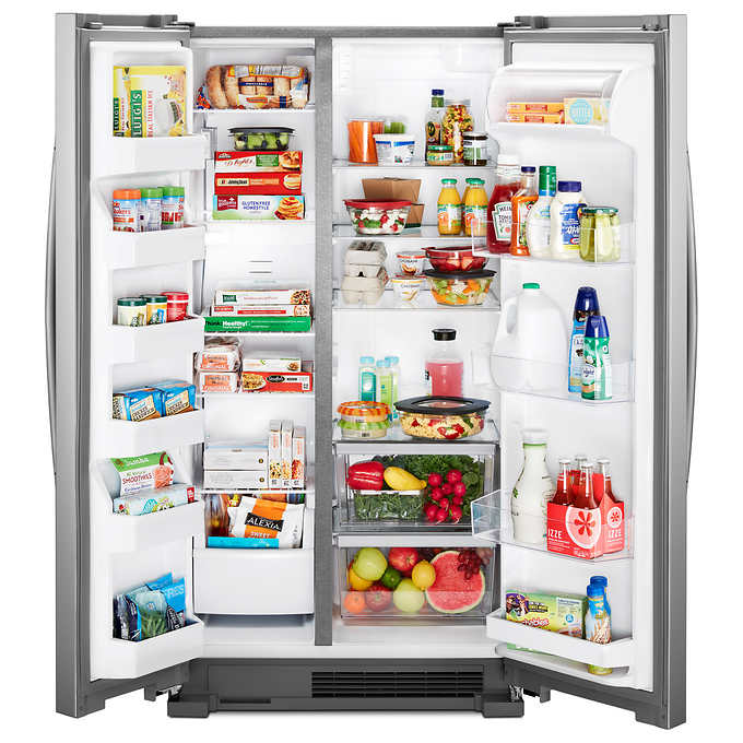 25 cu. ft. Large Side by Side Refrigerator With Adaptive Defrost & Monochromatic Stainless Steel - BUILDMYPLACE