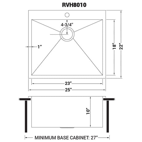 25" Drop - in Topmount 16 Gauge Stainless Steel Single Bowl Kitchen Sink - BUILDMYPLACE