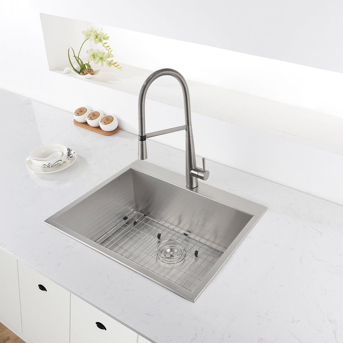 25" Drop - in Topmount 16 Gauge Stainless Steel Single Bowl Kitchen Sink - BUILDMYPLACE