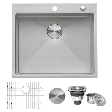 25 - inch Drop - in Tight Radius Topmount 16 Gauge Stainless Steel Kitchen Sink Single Bowl - BUILDMYPLACE