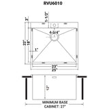 25 Inch Topmount Laundry Utility Sink Deep 16 Gauge Stainless Steel - BUILDMYPLACE