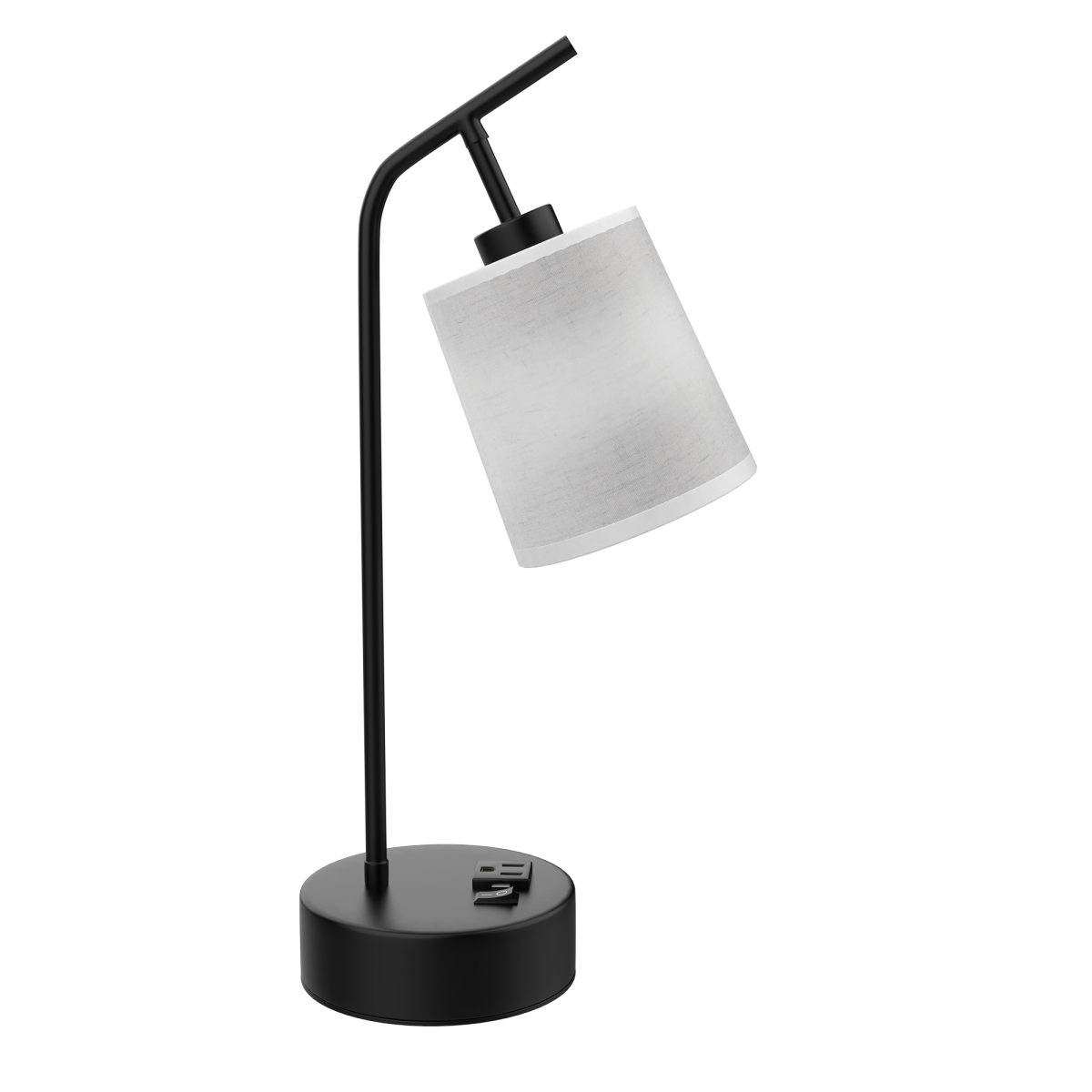 25" Industrial Table Lamp with Fabric Shade Simplicity Reading Lamps for Bedside Table, Living Room, Study Room with Switch & 1 Socket, Finish/color - black & white - BUILDMYPLACE