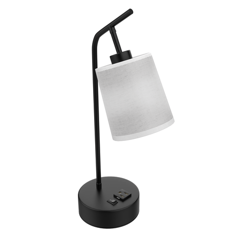 25" Industrial Table Lamp with Fabric Shade Simplicity Reading Lamps for Bedside Table, Living Room, Study Room with Switch & 1 Socket, Finish/color - black & white - BUILDMYPLACE