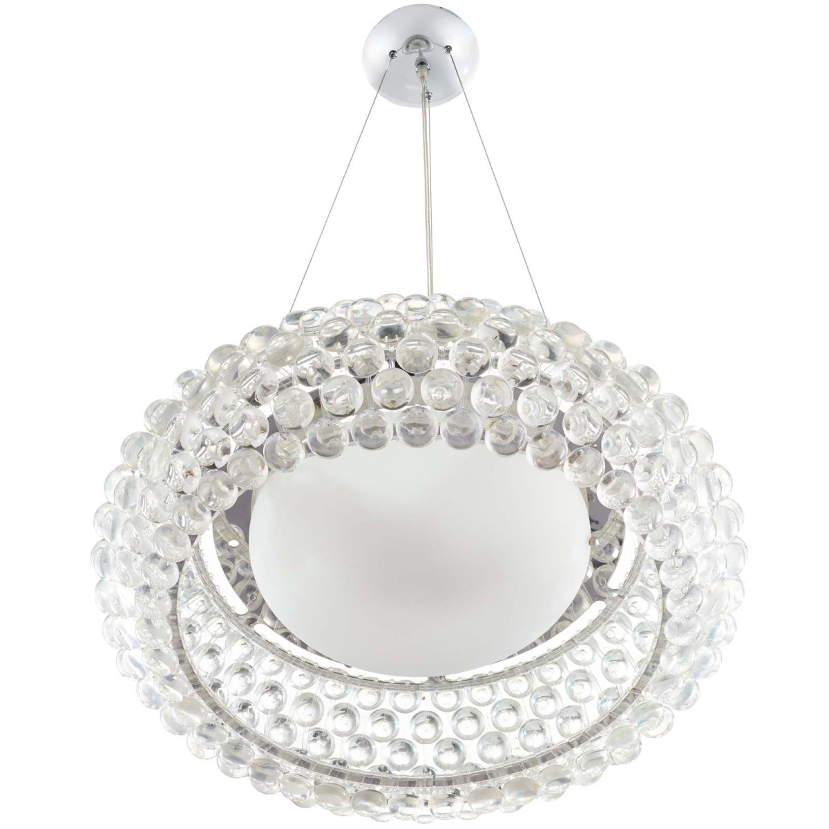 25" Modern Halo Pendant Light Chandelier W/ Acrylic Balls - UL Listed Ceiling Light - BUILDMYPLACE