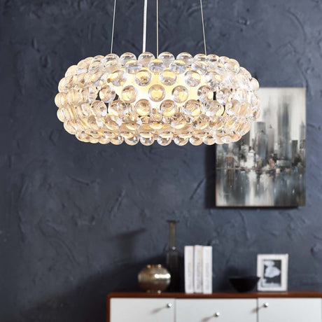 25" Modern Halo Pendant Light Chandelier W/ Acrylic Balls - UL Listed Ceiling Light - BUILDMYPLACE