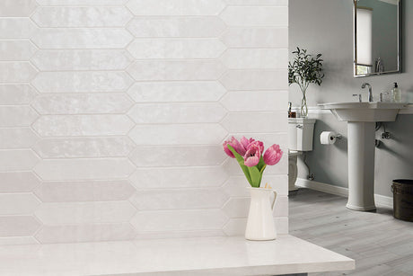 2.5" X 13" Renzo Dove Picket Soft Creamy White Glossy Ceramic Wall Tile (12.21SQ FT/CTN) - BUILDMYPLACE