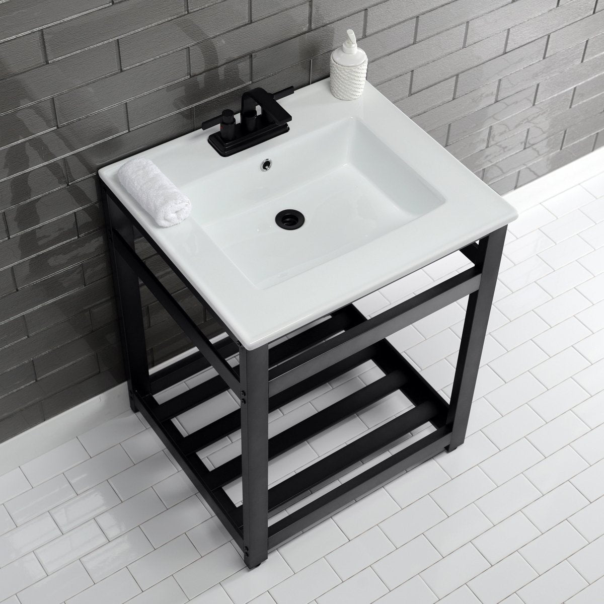 25" x 22" Ceramic Console Sink (4", 3 - Hole) - BUILDMYPLACE