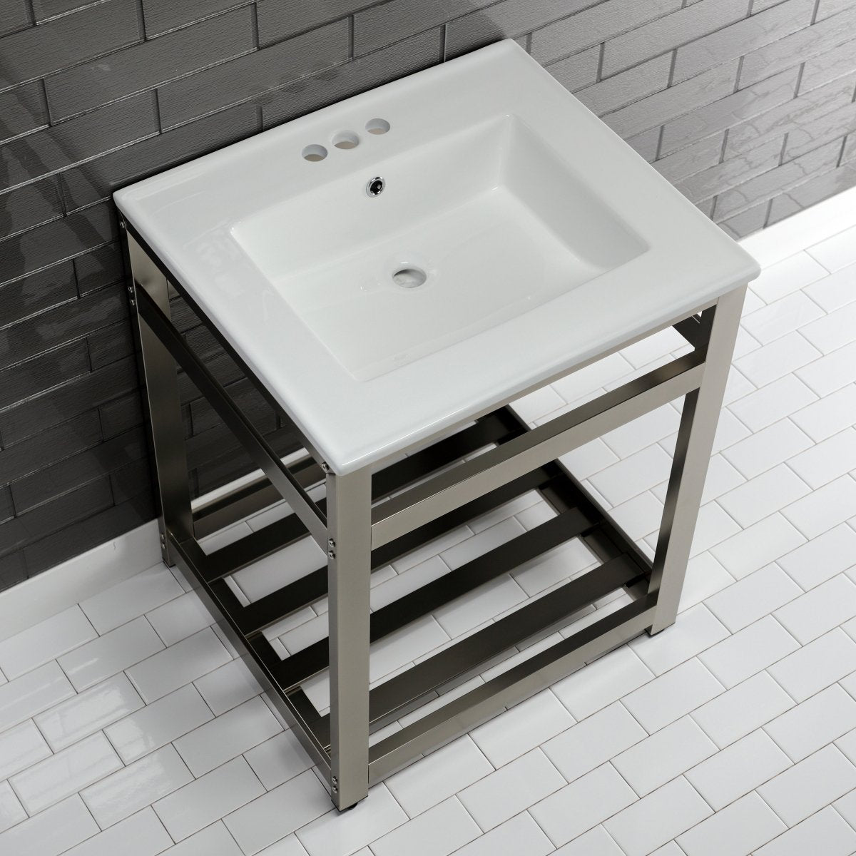 25" x 22" Ceramic Console Sink (4", 3 - Hole) - BUILDMYPLACE