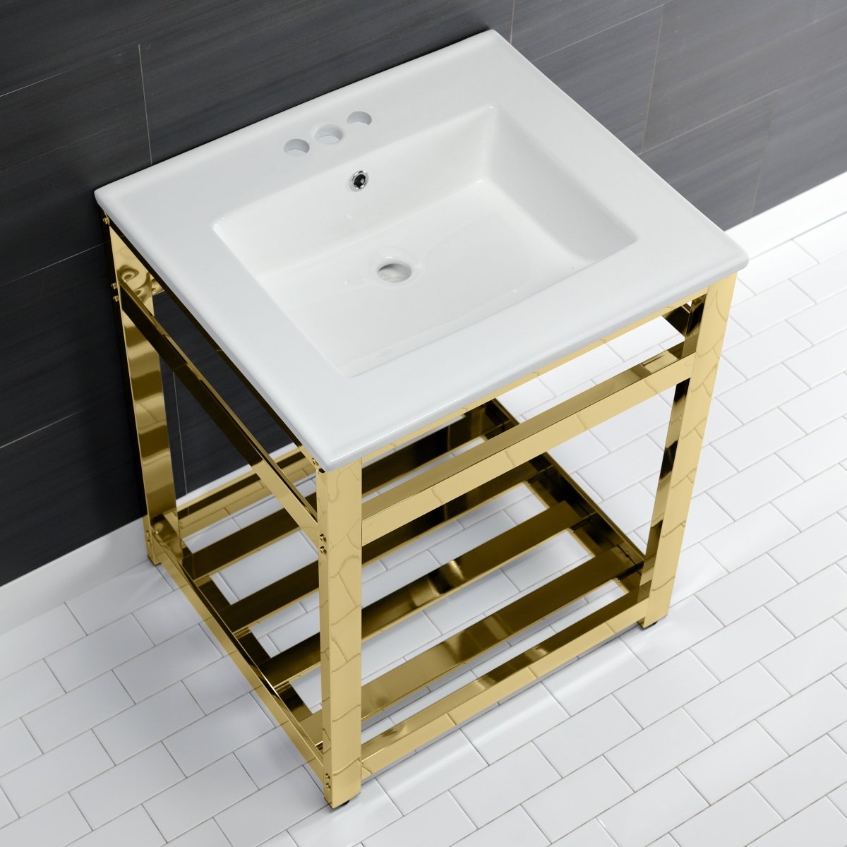 25" x 22" Ceramic Console Sink (4", 3 - Hole) - BUILDMYPLACE