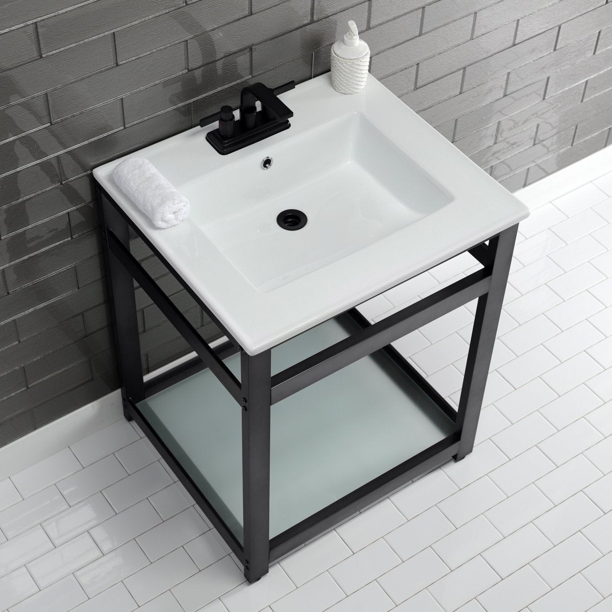 25" x 22" Ceramic Console Sink (4 - Inch, 3 - Hole) - BUILDMYPLACE