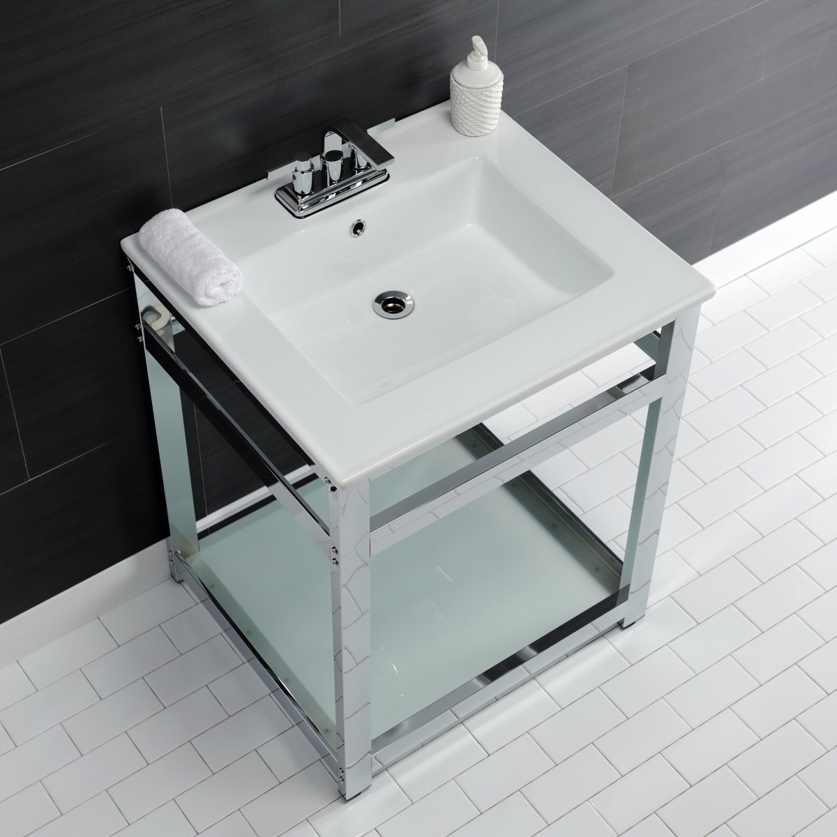 25" x 22" Ceramic Console Sink (4 - Inch, 3 - Hole) - BUILDMYPLACE