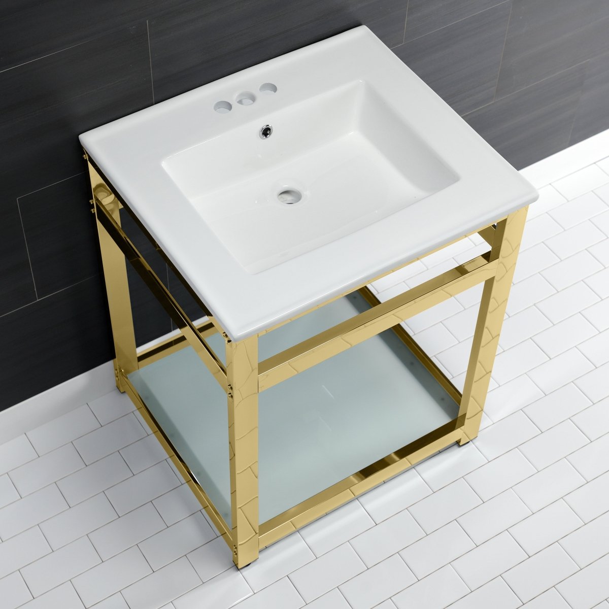 25" x 22" Ceramic Console Sink (4 - Inch, 3 - Hole) - BUILDMYPLACE