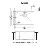 25 x 22 inch Workstation Drop - in Tight Radius Topmount 16 Gauge Stainless Steel Ledge Kitchen Sink Single Bowl - BUILDMYPLACE