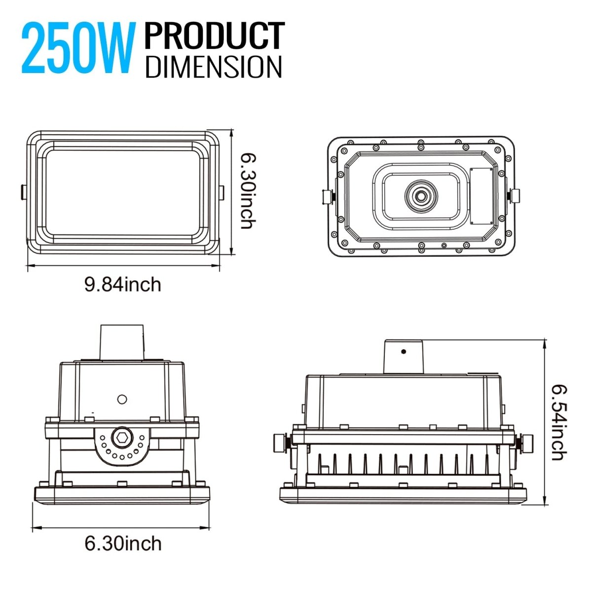 250 Watt LED Explosion Proof Flood Light, A Series, Dimmable, 5000K, 35000LM, AC100 - 277V, IP66, Hazardous Location Lighting Fixtures - BUILDMYPLACE