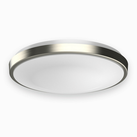 25W LED Flush Mount Ceiling Lights - 14" Round Brushed Nickel Design - 1750 Lm - Single Ring - BUILDMYPLACE