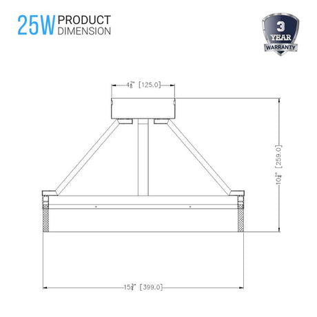 25W LED Ring Semi - Flushmount Light, 3000K (Warm White), Brushed Nickel Finish, 1450 Lumens, Triac Dimmable, ETL Listed - BUILDMYPLACE