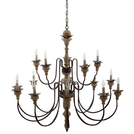 25W Nobility French Vintage Timeless Candelabra Chandelier - Black - Wood & Metal - BUILDMYPLACE