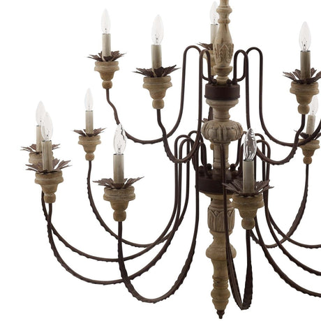 25W Nobility French Vintage Timeless Candelabra Chandelier - Black - Wood & Metal - BUILDMYPLACE